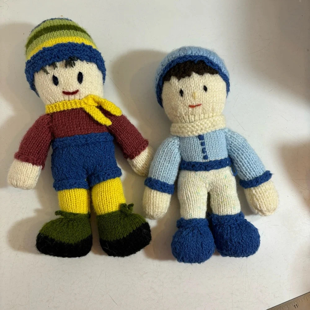 Vintage handmade knit crochet‎ yarn boy children dolls